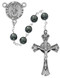 8mm Round Hematite rosary. Pewter Crucifix and St. Michael Center.  Deluxe Gift Box Included