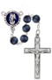 8mm Round Blue Wood Bead Rosary. Round blue enameled pewter St. Michael Center and Crucifix.  Deluxe Gift Box Included. Made in the USA