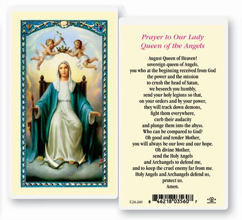 Our Lady Queen of Angels. Clear, laminated Italian holy card.

Features World Famous Fratelli-Bonella Artwork. 2.5'' x 4.5''