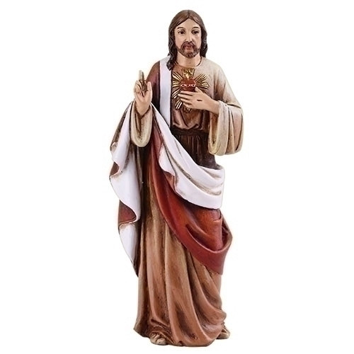 Sacred Heart of Jesus 4" Statue. The Sacred Heart of Jesus statue is a resin/stone mix.  