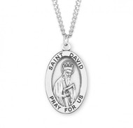 Sterling silver oval medal with a 24" genuine rhodium plated endless curb chain.  Dimensions: 1.1" x 0.7" (27mm x 17mm).  Weight of medal: 2.8 Grams. Medal comes in a deluxe velour gift box. Engraving option available. Made in the USA
