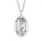 Sterling silver oval medal with a 24" genuine rhodium plated endless curb chain.  Dimensions: 1.1" x 0.7" (27mm x 17mm).  Weight of medal: 2.8 Grams. Medal comes in a deluxe velour gift box. Engraving option available. Made in the USA