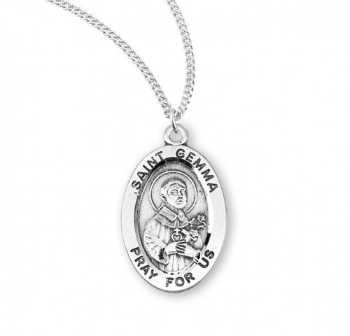 Patron Saint of Students and Back Injuries. Sterling silver oval medal with a 18" genuine rhodium plated curb chain. Dimensions: 0.9" x 0.6" (22mm x 14mm). Weight of medal: 1.9 Grams. Medal comes in a deluxe velour gift box. Engraving option available. Made in the USA