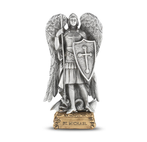 4 1/2" Pewter Saint Michael Statue. Gift Boxed