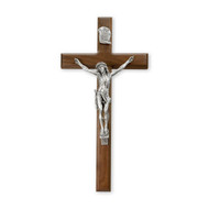 15" Walnut Cross With Antique Plated Corpus