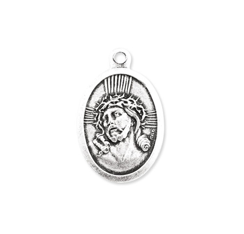 1" Oval Oxidized Ecce Homo Mater Dolorosa Medal