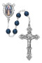 7mm Blue Pearl Glass Beads Rosary with rhodium palted pewter Crucifix and Center. Rosary presents in a deluxe gift box.  Made in the USA.