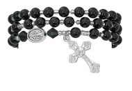 6mm simulated back agate beads make up this full stretch rosary bracelet. The bracelet when off the wrist is a full rosary to pray on. 