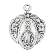 Sterling Silver Miraculous Medal comes on an 18" rhodium chain. Gift Box included. Made in the USA