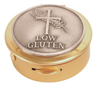 Brass with pewter ‘Low Gluten' medallion. 2-1⁄2˝ x 1⁄2˝. 12 host cap. Use with burse K-3215.