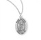 St. Michael Oval .925 Sterling Silver Medal. St Michael Sterling Silver  Medal comes on an18" genuine rhodium plated endless curb chain.  Medal comes in a deluxe velour gift box. Dimensions:  0.6" x 0.4" (15mm x 19mm).  Weight of medal: 0.7 Grams.  Engraving Available. Made in the USA!