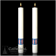 Benedictine Side Altar Candles.   Enhance the presence of your Paschal Candle with a pair of beautiful complementing 51% Beeswax Altar Candles. Handcrafted by Artisans. Made in USA.
 Add beauty to your sanctuary with the Benedictine Side Altar Candles. 
• These altar candles perfectly complement  your Paschal candle.
• Candles are available in sets of two.
• Candles are made with 51% beeswax for a clean burn.
• Choose from four different sizes.
• Candles are made in the US.
Purchase these and other church supplies you need from St. Jude Shop.

 