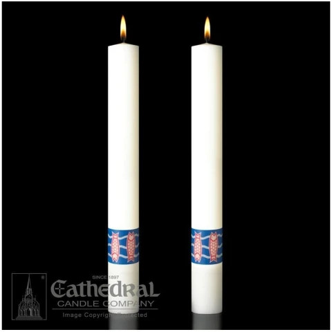 Enhance your Catholic altar with Benedictine Altar Paschal Candles made of 51% clean-burning beeswax. Order from St. Jude Shop.