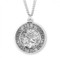 Sterling Silver Saint Christopher round medal-pendant.  Dimensions: 1.1" x 0.9" (27mm x 24mm.) A 24" Genuine rhodium plated endless curb chain is included. Medal comes in a deluxe velour gift box. Made in the USA