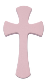Simple 7" Wood Wall Cross in Blue or Pink. Hole in back of cross for easy hanging.