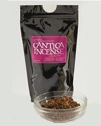 Holy Rood Guild, Cantica incense is made with natural plant materials, flower petals, and aromatic essential oils. It is richly floral and burns to a fine white ash. Made and packaged by the Trappist monks.  Available in 2 oz. or 8oz bags.
How to use:
1. Burn with charcoal. Light one charcoal disk designed for incense use and place it in a suitable holder. Wait for the charcoal to heat. Sprinkle a small amount of incense over the charcoal until you get the desired amount of smoke and scent.
2. Heat without charcoal. To release the fragrance from the incense it is sufficient to warm it. You might consider using a small essential oils burner with a tea candle, or an electric one. But simply placing it in a sunlit window or on a stove top is also enough to release the scent .