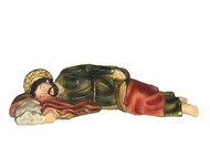 This Heaven's Majesty 4" statue of Sleeping St Joseph  is finely detailed and hand painted with gold trim. Made of resin.