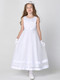 girls satin and tulle First Communion dress with pearl neckline 
