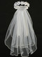 Communion Headpiece,  Organza Flowers Rhinestones and Pearls , T-460

24" Veil - Organza flowers, pearls & rhinestones
Satin Bows at the back
Made in the USA