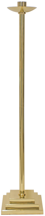Paschal Candle Holder is Solid brass. 48˝H., 10˝ 3 step base, 1-1/2˝ socket.