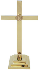 Altar Cross Solid brass. 24˝H., 7˝ 3 step base.