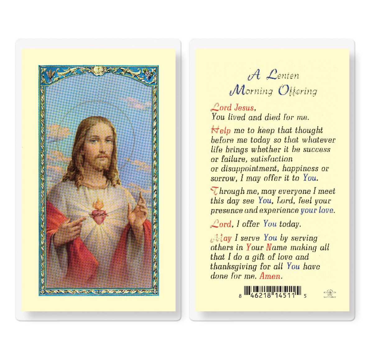 A Lenten Morning Offering Holy Card, 727 - St. Jude Shop, Inc.