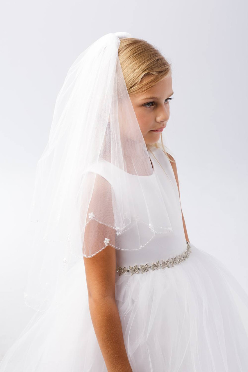 Communion Headpiece, Veil with Scalloped Edge Mantilla Style-696