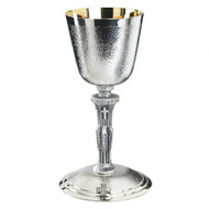 Chalice A-316BS- Brite Star finish is an anti tarnish silver finish. Ht. 8" 12oz, includes 5 3/8" well paten. Straw Texture finish. 