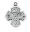 Sterling Silver 1/2" 4-Way Medal. 16" Rhodium Plated Chain. Deluxe Gift Box Included