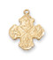 Gold over Sterling Silver 1/2" 4-Way Medal. 16" Rhodium Plated Chain. Deluxe Gift Box Included