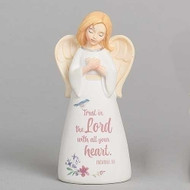 Be Still Angel Figure. "Trust in the Lord with all your heart~Proverbs 3:5. Made of a resin/stone mix. 4.25"H. A wonderful housewarming gift or a gift for anytime! 