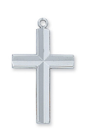 Sterling Silver Cross comes on a 24" rhodium chain. Cross is gift boxed.