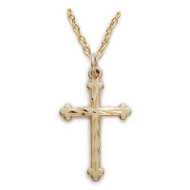 Gold over Sterling Silver Cross with Brite Cut comes on an 18" chain. Cross is boxed.