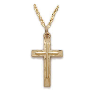 Gold over Sterling Silver Cross with Cross, J9244 - St. Jude Shop, Inc.