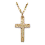 Gold over Sterling Silver Cross with Cross comes on an 18" rhodium chain. Cross is boxed.