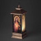 11"H LED Sacred Heart of Jesus Lantern. Lantern is made of plastic. Dimensions: 10.5"H 4"W 4"L.  Lantern is battery operated. 3AA Batteries not included. 