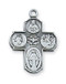 Sterling Silver 3/4" 4-Way Medal on an 18" Rhodium Plated Chain. Deluxe Gift Box Included