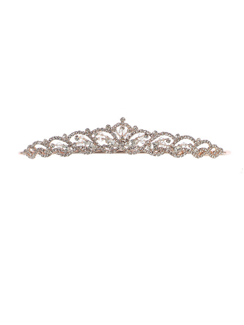 This beautiful rhinestone tiara is perfect for your child's first communion event. Make sure you enlarge the picture to see all the detailing. This rhinestone tiara is lead compliant. Beautiful silver rhinestone tiara.