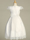Corded embroidered tulle dress with sequins
Tea-length
Made in U.S.A.