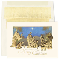 Golden Nativity Boxed Holiday Card