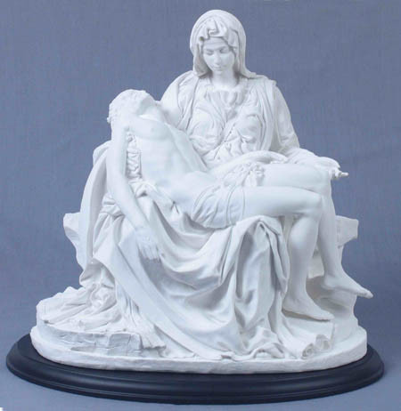A beautiful Pieta in white on a black base, 5.75".  Veronese Statuary