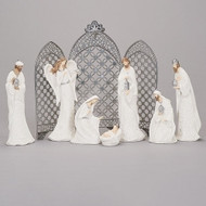 12"H 7PC Nativity with Pearl Leaf Pattern 