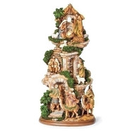 17" Stable with Stairs Nativity Scene 