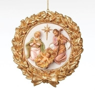 4" Holy Family in Gold Wreath
