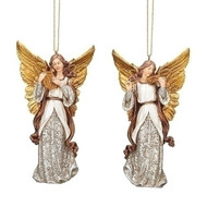 4" Bronze, Gold, and Pearl Angel Ornament, 2 Assorted Styles 