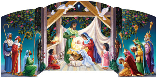 Best Seller!!!
Bible text following the story of the Nativity with corresponding picture
Glitter on calendar
Sits easily on any tabletop or flat surface

Dimensions: 18"x9"
Packaging: Clear foil with header card
