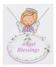"Angel Blessings" Pearl Angel Bracelet & Pendant 