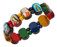 Multi Color Wooden Saints Bracelet 