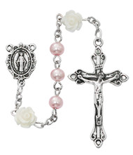 5MM Pink and White Pearl Rosary 