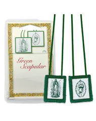 Green Wool Scapular with Deluxe Packaging 